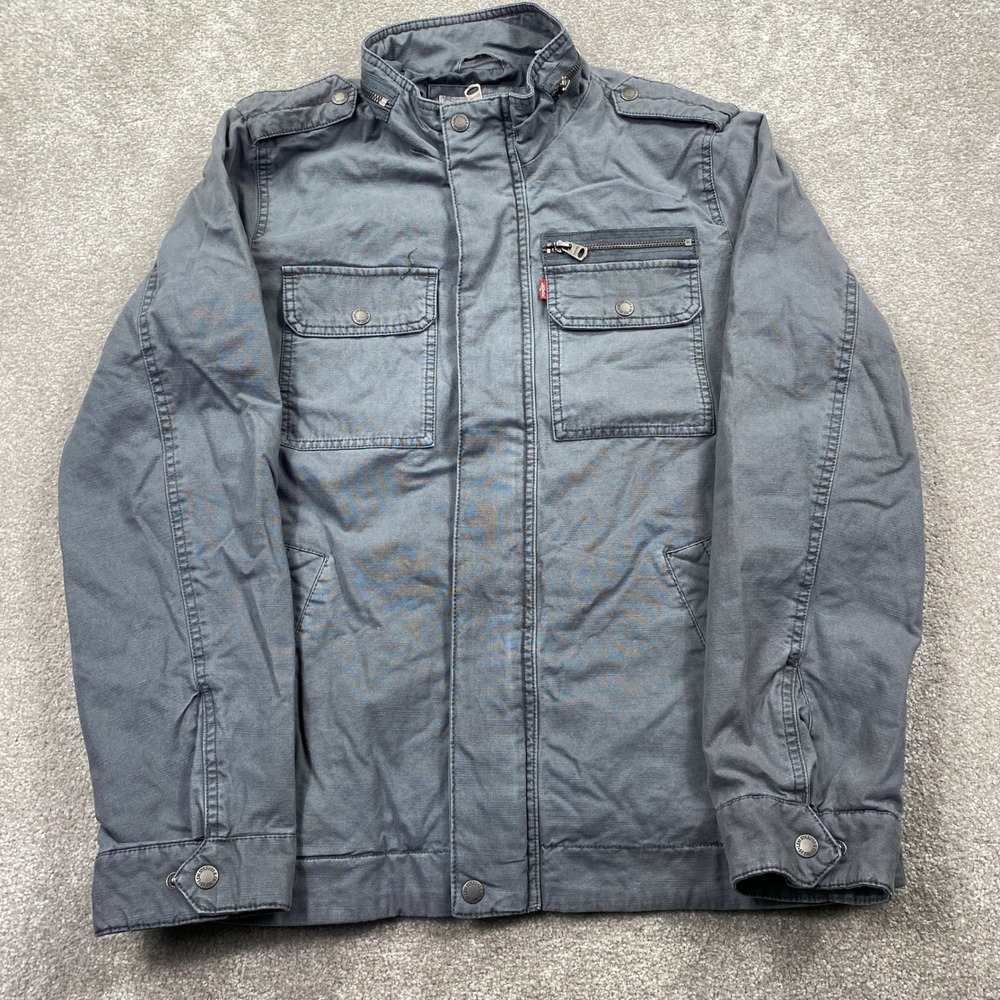 Levi's Field Jacket Mens Size Medium Gray Cotton Canvas Utility Military Coat